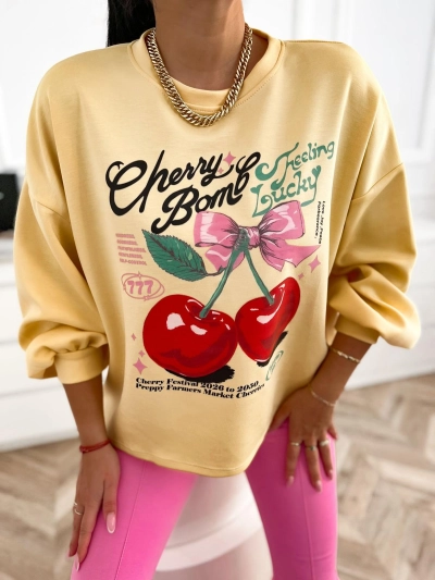 BLUZA DAMSKA "CHERRY BOOMB" ŻÓŁTA
